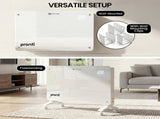 Pronti Glass Panel Convection Heater with Remote Control LED Display White HEA-GPL-E20-WH