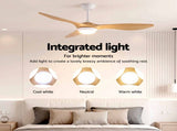 Devanti 52'' Ceiling Fan DC Motor w/Light w/Remote - Wood CF-B-52-310B-LW