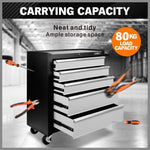 HORUSDY 5 Drawer Tool Box Trolley Cabinet Storage Cart Garage Organiser Lockable V465-86191