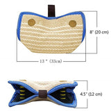 Green and Khaki Heavy Duty Jute Dog Bite Pillow - Professional Training Tug Toy with 3 Handles for V888-ELOSUNG27868