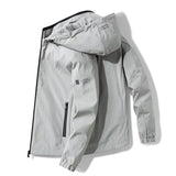 Men'S Hooded Jacket Outdoor Sport Jacket Lightweight Windbreaker Zip Pocket - Light Gray - Size V1106-M-APP-95126-LIGH-3XLAU3XLEU56