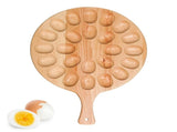 Reversible Wood Deviled Egg Platter and Charcuterie Board Thicken Egg Tray Countertop Refrigerator V1369-AZ3-W-01776