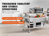 Stainless Steel Work Table 30 x 60 x 38 Inch, with 4 Wheels, 3 Adjustable Height Levels, Heavy Duty V952-CFBXGGZTLCDJ1CSD7V0