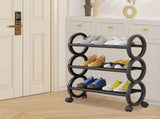 22.05In 3-Tier Movable Shoe Rack With Universal Wheels Dustproof Waterproof Stable Ventilated V1369-AZ3-W-10194