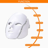 7-Color LED Light Photon Face Mask Neck Rejuvenation Skin Facial Wrinkle Therapy V201-W12783215