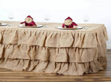 Efavormart 3 Tier Rustic Elegant Ruffled Burlap Table Skirt for Kitchen Dining Catering Wedding V1258-DP02-C-3154