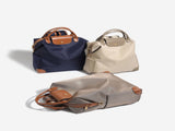 Retro Nylon Backpack PU Leather Color-Block / Packable & Lightweight / 14-inch Laptop Compartment / V1232-TQDNB-003