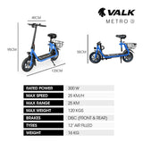 VALK Electric Scooter with Seat, Disc brakes, 12" Tyres, AU Compliant, for Adults, Teens, Commuter, V219-TRNESCVAM3BA