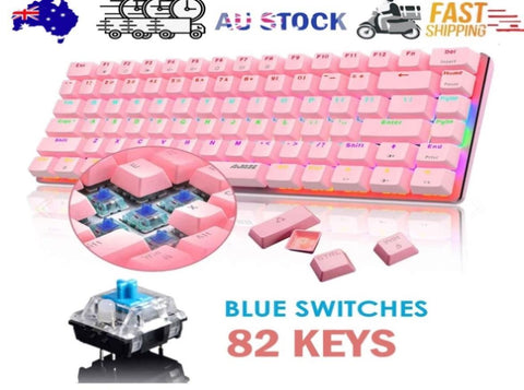 AK33 82 keys Compact Gaming Mechanical Keyboard with Anti-ghosting Keys for Game V201-W11325495