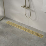 800mm Bathroom Shower Brushed Brass Grate Drain w/ Centre outlet Floor Waste V63-844711