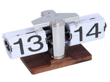 Flip Desk Clock Auto Retro Wood Base Easy to Read 24 Hours Mechanical Flip Clock for Living Room V1294-YM0901-3115240060012
