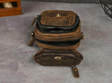 Retro Cowhide Multi-functional Waist Bag, Wear-resistant Poly-cotton Lining, Fits 8-inch Devices, V1232-SFMBB-001