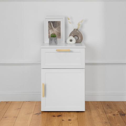 PORTO BEDSIDE TABLE - WHITE - HAMPTONS - OVAL BRASS V164-ECS13WHB05G