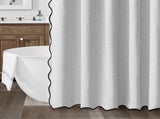 Waterproof Shower Curtain Thick Boho Wavy Edge With Rustproof Hooks - Silver V1263-JX-8071-2