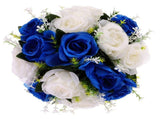 Simulation Flower Blue White PU Lace Satin Semi Spherical Wedding Table Centerpiece Romantic 1Set V1366-AZ2-W-19255