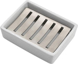 Ceramic Soap Dish Holder, Double Layer Self-Draining Stainless Steel Soap Tray for Bathroom, Easy V1237-ZY00B07ZF7WYF8