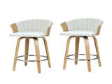 Artiss Bar Stools Kitchen Leather Barstools Swivel Counter Chairs x2 BA-TW-8091-WHX2