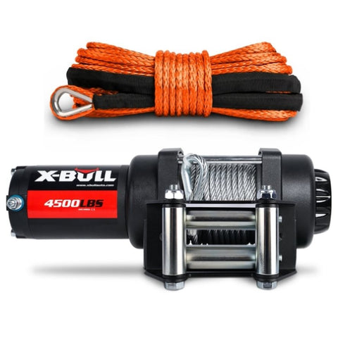 X-BULL 12V Electric Winch 4500LB Winch Boat Trailer Steel Cable With 5.5MX13M Synthetic Rope Orange V211-AUEB-AXEW017XBSR001