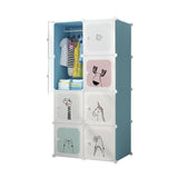 SOGA 8 Cubes Blue Portable Wardrobe Divide-Grid Modular Storage Organiser Foldable Closet WROBE2012