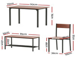 Artiss Dining Table and Chairs Set of 4 Storage Bench Kitchen Furniture Walnut DSET-U-5280-BR