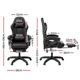 Artiss Gaming Office Chair with 8 Point Message Reline Ergonomic Black MOC-L-GC-8P-BK