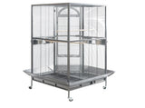 YES4PETS 161 cm XL Corner Bird Cage Pet Parrot Aviary Perch Castor Wheel Stand Black Silver V278-B075-XL-161CM