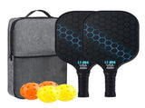 Blue Pickleball Set With 2 Paddles-4 Balls And Gray Carrying Bag V1221-BLUE-PICKLEBALL-SET-WITH-2-PADDLES-4-BALLS-AND-GRAY-CARRYING-BAG