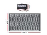 Gardeon Outdoor Rugs 274x366cm Large Carpet Reversible Area Mat PP Dual-Sided Patio Rug OR-9X12FT-OGEE-GY