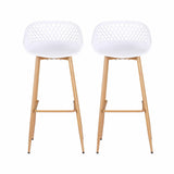 Gardeon 2PC Outdoor Bar Stools Plastic Metal Dining Chair Patio Furniture White ODF-BA-CHAIR-PP-WH-2X