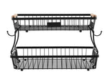 5-Star Chef 2 Tier Fruit Basket Bowl Detachable Kitchen Food Storage Stand FB-STEEL-2L-BK