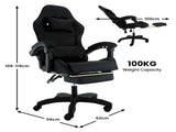 Sarantino Cueva Reclining High Back Office Gaming Chair Black Retractable Footrest Computer Sea CHR-ASA-CUE-BK