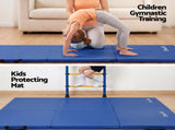 Everfit 180x60cm Gymnastics Mats Folding Exercise Floor Mat Portable 3 Fold Tumbling Mat Blue ECM-A-180-BL