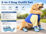 Blue 4XL Size Dog Protective Care Set - Polyester Elbow Sleeve, Adjustable Taffeta Dog Boots with V888-ELOSUNG56043