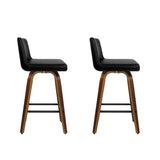 Artiss 2x Bar Stools Swivel Leather Padded Wooden BA-TW-8836-WALX2-AB