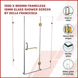 1000 x 900mm Frameless 10mm Glass Shower Screen By Della Francesca V63-830461