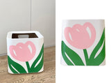 Floral Trash Can Large Mouth Cute Appearance Modern Style Garbage Waste Basket for Kitchen Bathroom V1294-YM0521-3117230064312