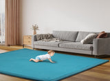 Marlow Coral Velvet Area Rugs Large Mat 180x200cm Blue FR2045-180X200-BL