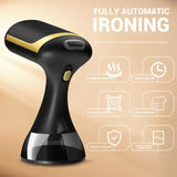 Black Handheld Garment Steamer - Portable Mini Steam Iron for Home Use, Wrinkle Remover & Fabric V888-ELOSUNG12174