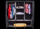 Large Portable Clothes Closet Canvas Wardrobe Storage Organizer with Shelves V63-831971