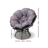 Gardeon Outdoor Lounge Setting Papasan Chair Wicker Table Garden Furniture Grey ODF-PAPASAN-CHTB-GE