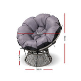 Gardeon Outdoor Chairs Outdoor Furniture Papasan Chair Wicker Patio Garden Grey ODF-PAPASAN-CH-GE