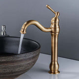 Retro Basin Faucet 360 Degree Swivel Single Lever Bathroom Mixer Tap High Spout Hot and Cold Water V1237-ZY-715-064