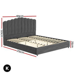 Artiss Bed Frame King Size Velvet Grey FION BFRAME-H-FION-K-GY-ABC