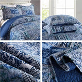 Boho Blue Quilted Coverlet & Pillow Set Vibrant, Cozy Elegance - king V745-MAC06495K13UU