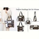 Women'S Bag Set Six Piece Bag Set Checkered Bag Large Capacity Bag Korean Style - Red - Size V1347-127-40368-RED-30-27-13