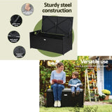 Gardeon Outdoor Storage Bench Box Wicker Garden Sheds Tools Cushion Patio Furniture Black ODF-OSB-RAT-BK