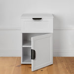 PORTO BEDSIDE TABLE - WHITE - HAMPTONS - PULL BLACK V164-ECS13WHB03B