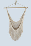 Fringed Cotton Rope Mexican Hammock Swing from Mexico in Ivory V97-CHSCHIVORY