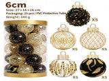 25-Piece PET Christmas Ball Ornament Set with Glitter and Sequin Detailing, Shatterproof Holiday V1341-ZY-JJ9ULJV3-BLACKGOLD
