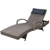 Gardeon Sun Lounge Wicker Lounger Outdoor Furniture Beach Armchair Adjustable Grey&Beige FF-LOUNGE-ARM-P-GE